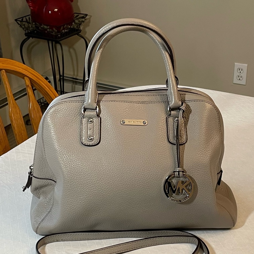 Michael Kors Gray Pebbled Leather Dome Satchel